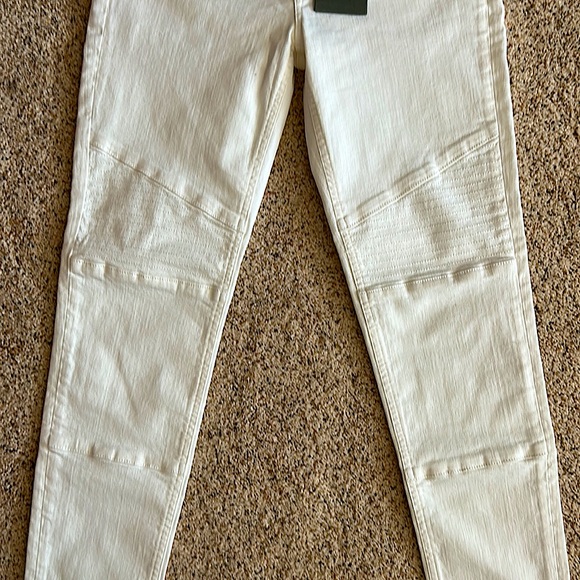 Allsaints NWT Off White Skinny Fit Low Rise Biker Seaming Cropped Pants **Sz 28* - Picture 5 of 8